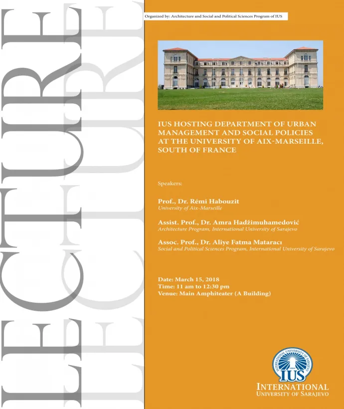 IUS Hosting Department of Urban Management and Social Policies at the University of Aix-Marseille, South of France